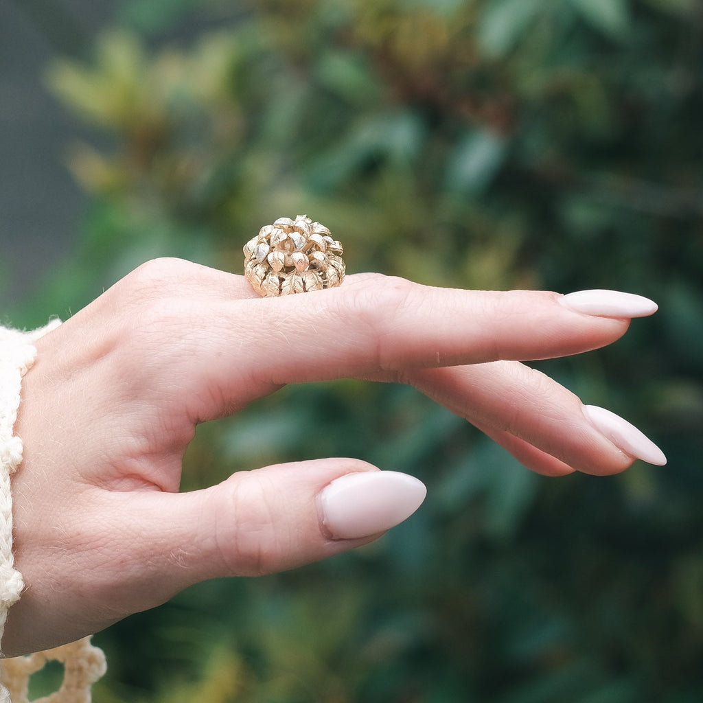 1970s Italian Leafy Bombé Ring - Lost Owl Jewelry