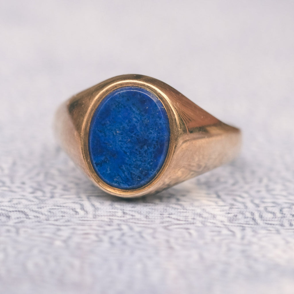 1970s Lapis Signet Ring - Lost Owl Jewelry