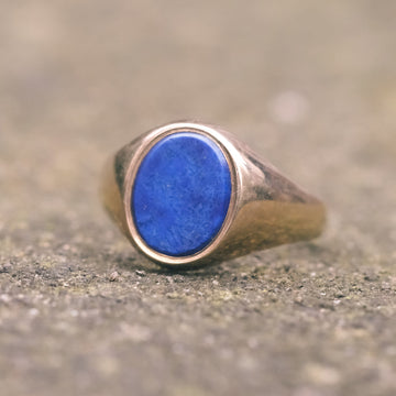 1970s Lapis Signet Ring - Lost Owl Jewelry