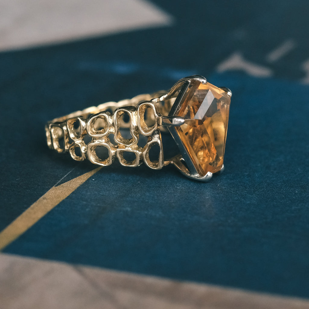 1970s Modernist Citrine Ring - Lost Owl Jewelry