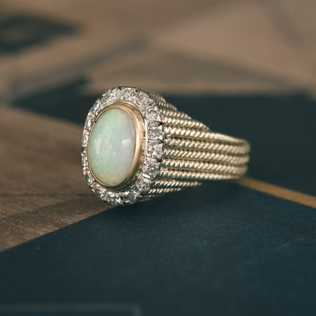 1970s Opal Rope Ring - Lost Owl Jewelry