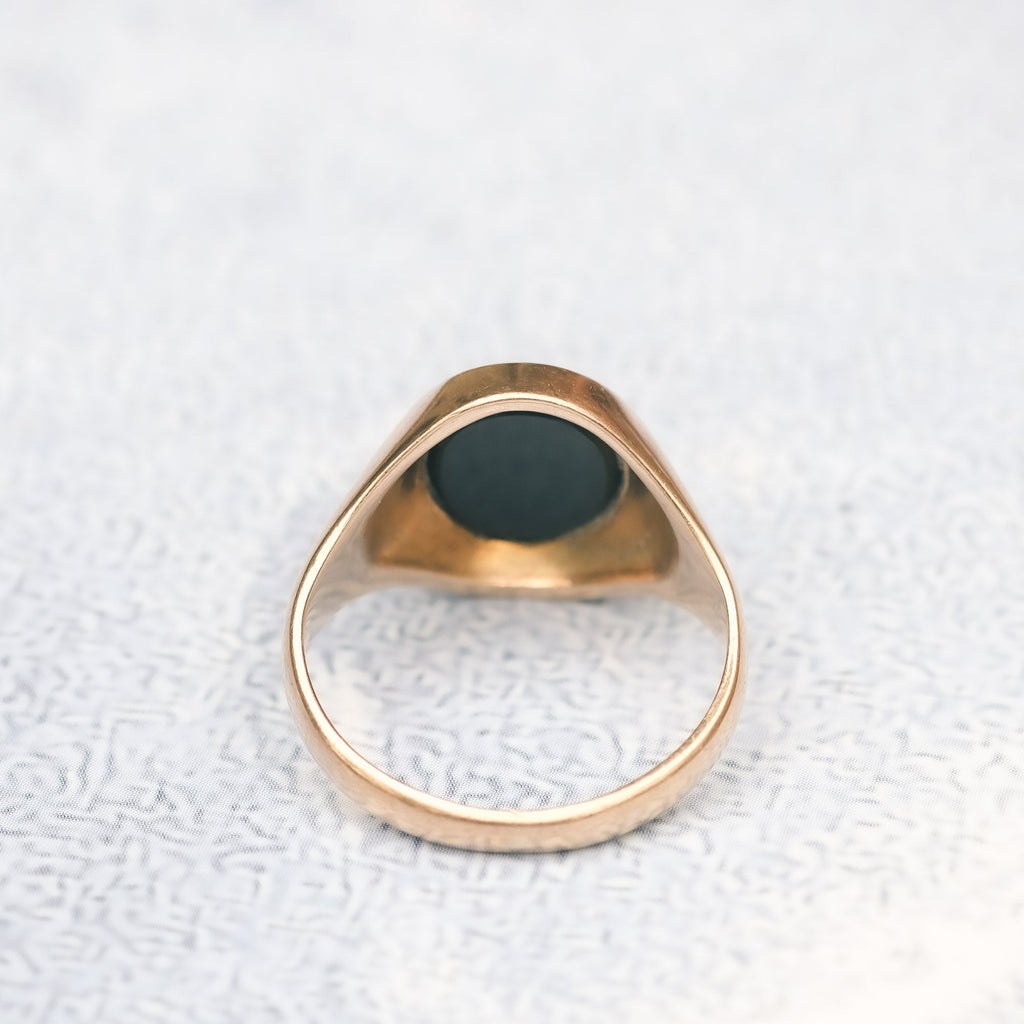 1970s Oval Onyx Signet Ring - Lost Owl Jewelry
