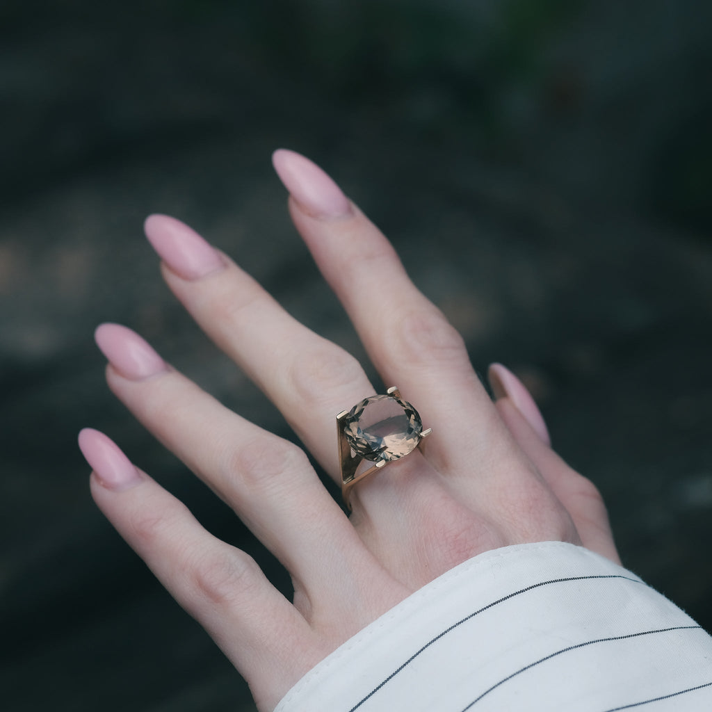 1970s Smoky Quartz Ring - Lost Owl Jewelry