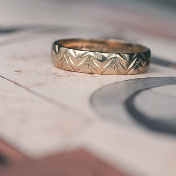 1973 Engraved Gold Band - Lost Owl Jewelry