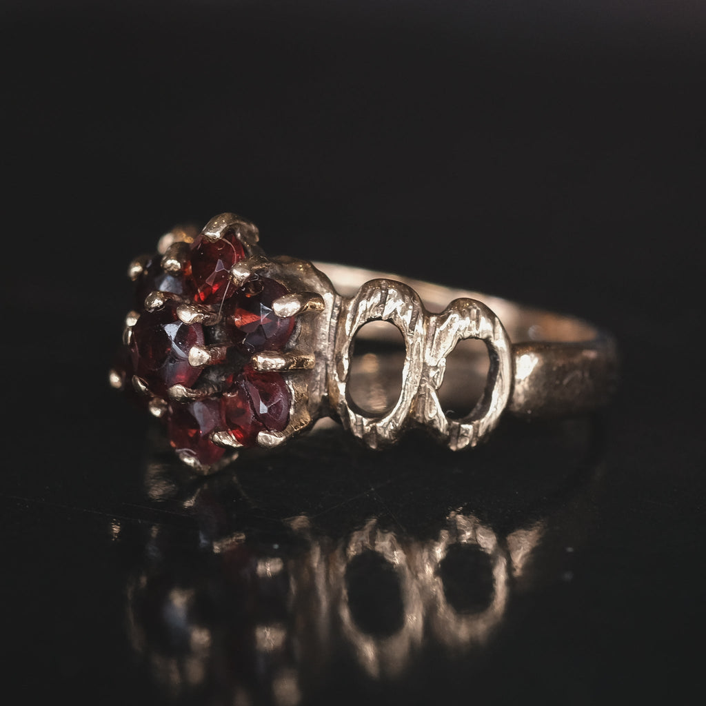 1977 Garnet Tree Bark Cluster Ring - Lost Owl Jewelry