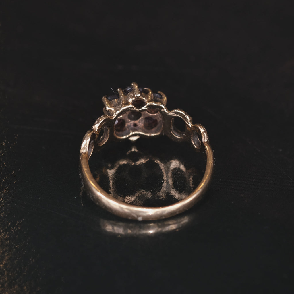 1977 Garnet Tree Bark Cluster Ring - Lost Owl Jewelry