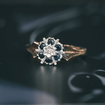 1977 Sapphire Cluster Ring - Lost Owl Jewelry