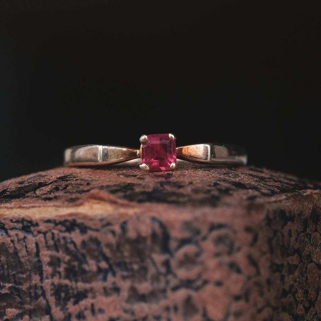 1980 Ruby Solitaire Ring - Lost Owl Jewelry