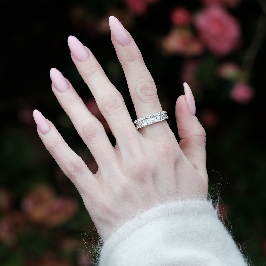 1980s Baguette Diamond Half-Eternity Ring - Lost Owl Jewelry