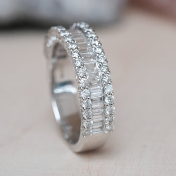 1980s Baguette Diamond Half-Eternity Ring - Lost Owl Jewelry