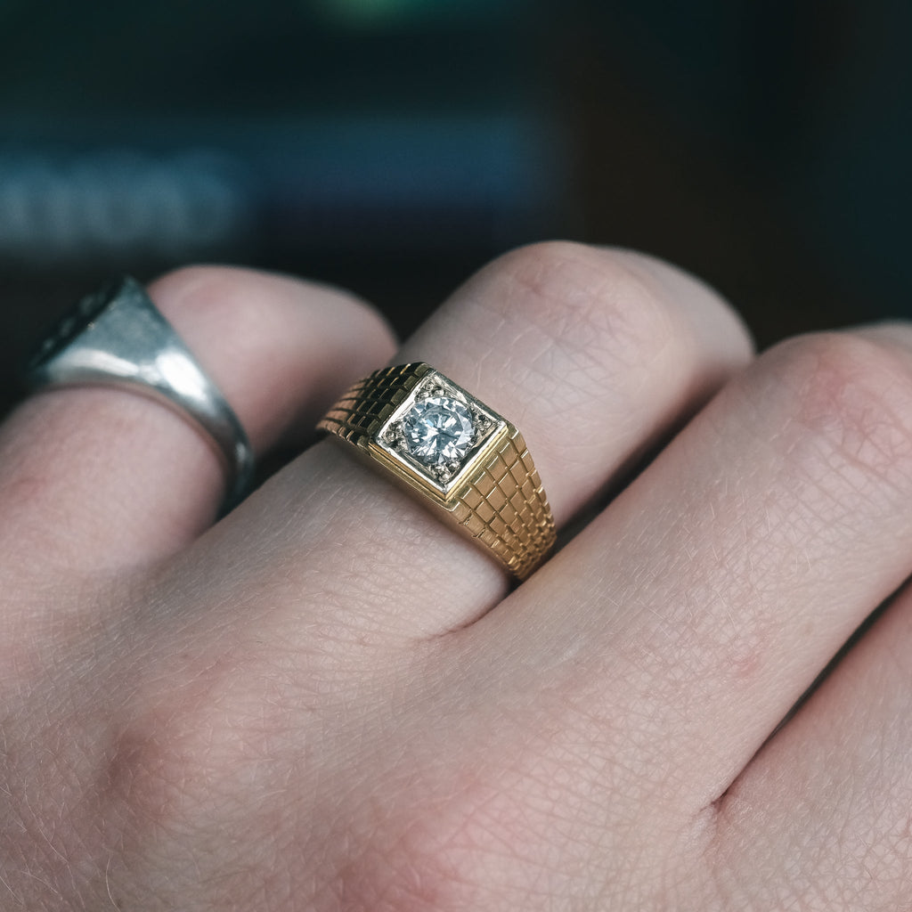 1980s Diamond Signet Ring - Lost Owl Jewelry