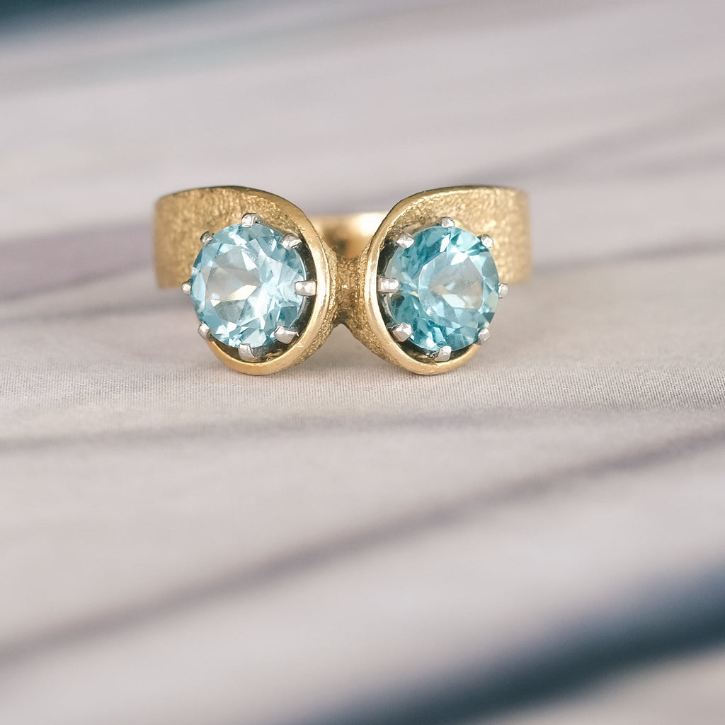 1982 Aquamarine 'Toi et Moi' Ring - Lost Owl Jewelry