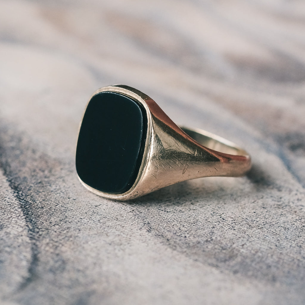 1986 Onyx Signet Ring - Lost Owl Jewelry