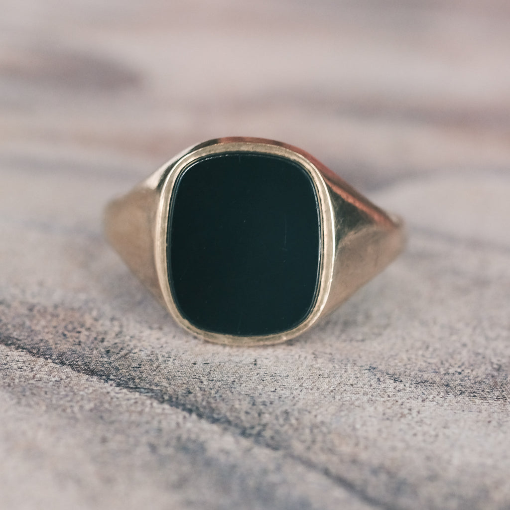 1986 Onyx Signet Ring - Lost Owl Jewelry