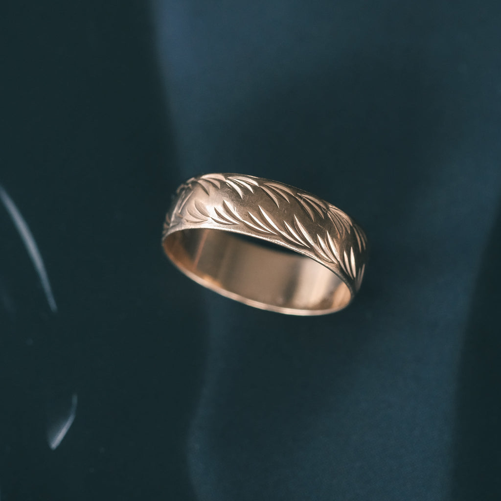 1988 Engraved Gold Band - Lost Owl Jewelry