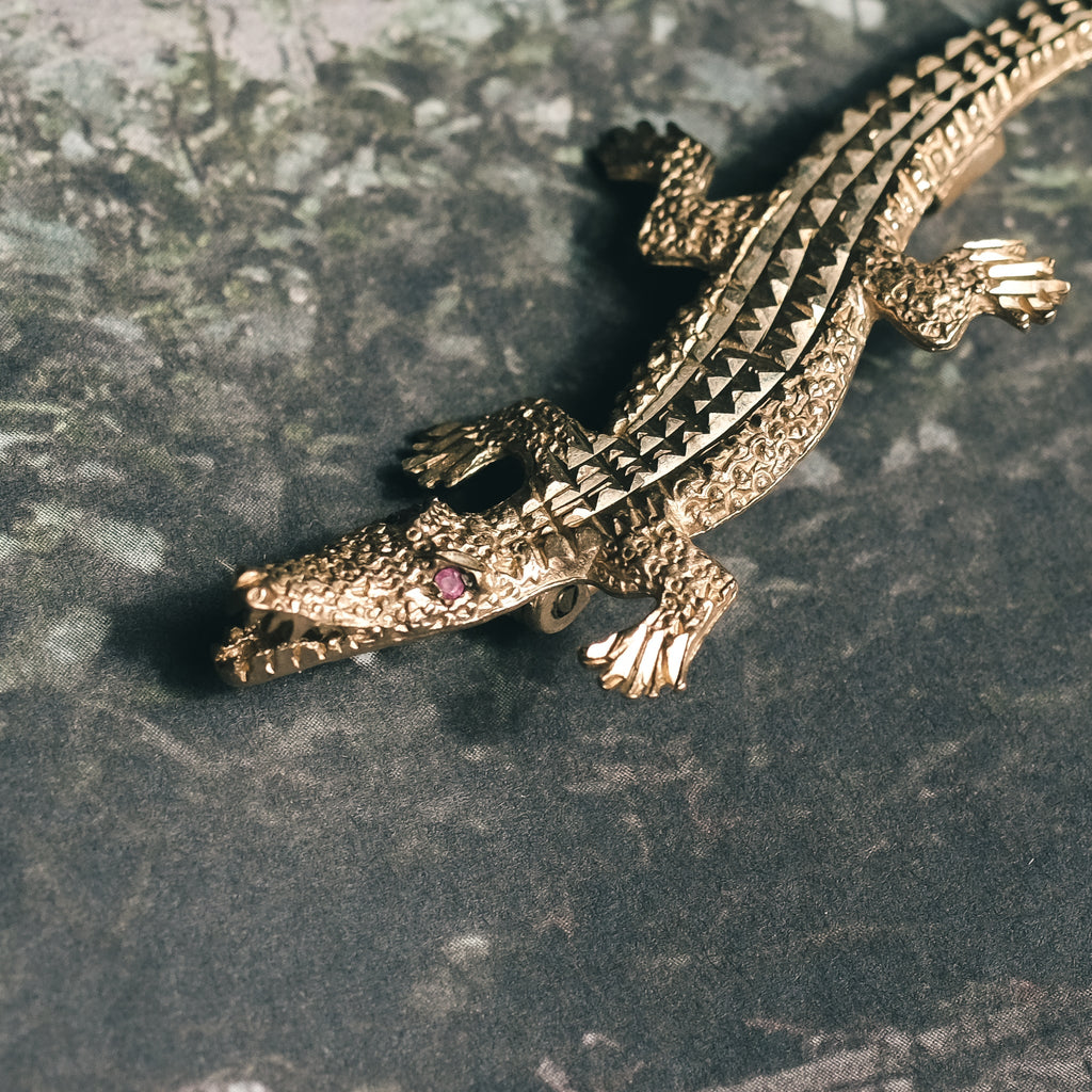 1990 Crocodile Brooch - Lost Owl Jewelry