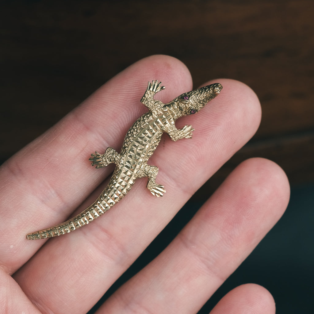 1990 Crocodile Brooch - Lost Owl Jewelry