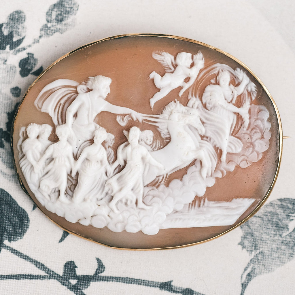 19th Century Aurora Fresco Cameo Brooch - Lost Owl Jewelry