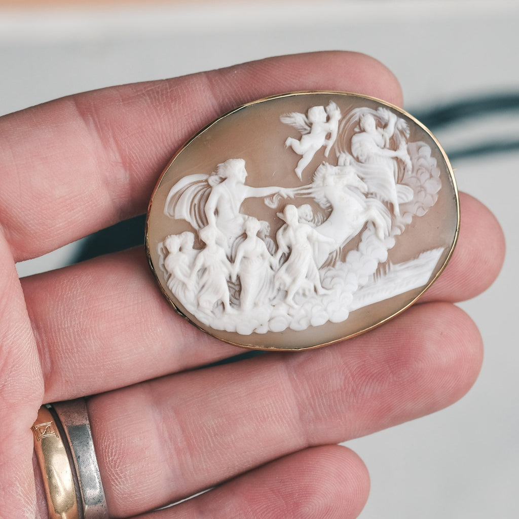 19th Century Aurora Fresco Cameo Brooch - Lost Owl Jewelry