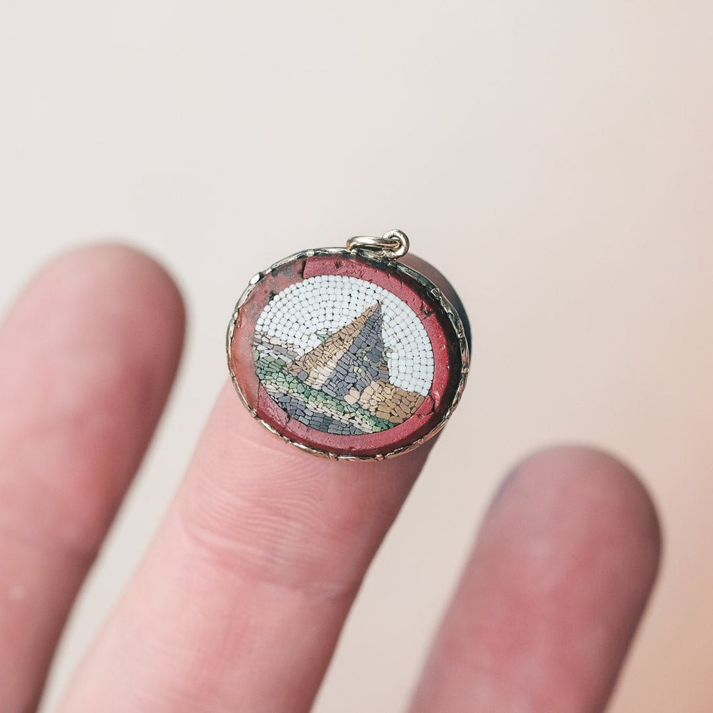 19th Century Micromosaic Pyramid Pendant - Lost Owl Jewelry