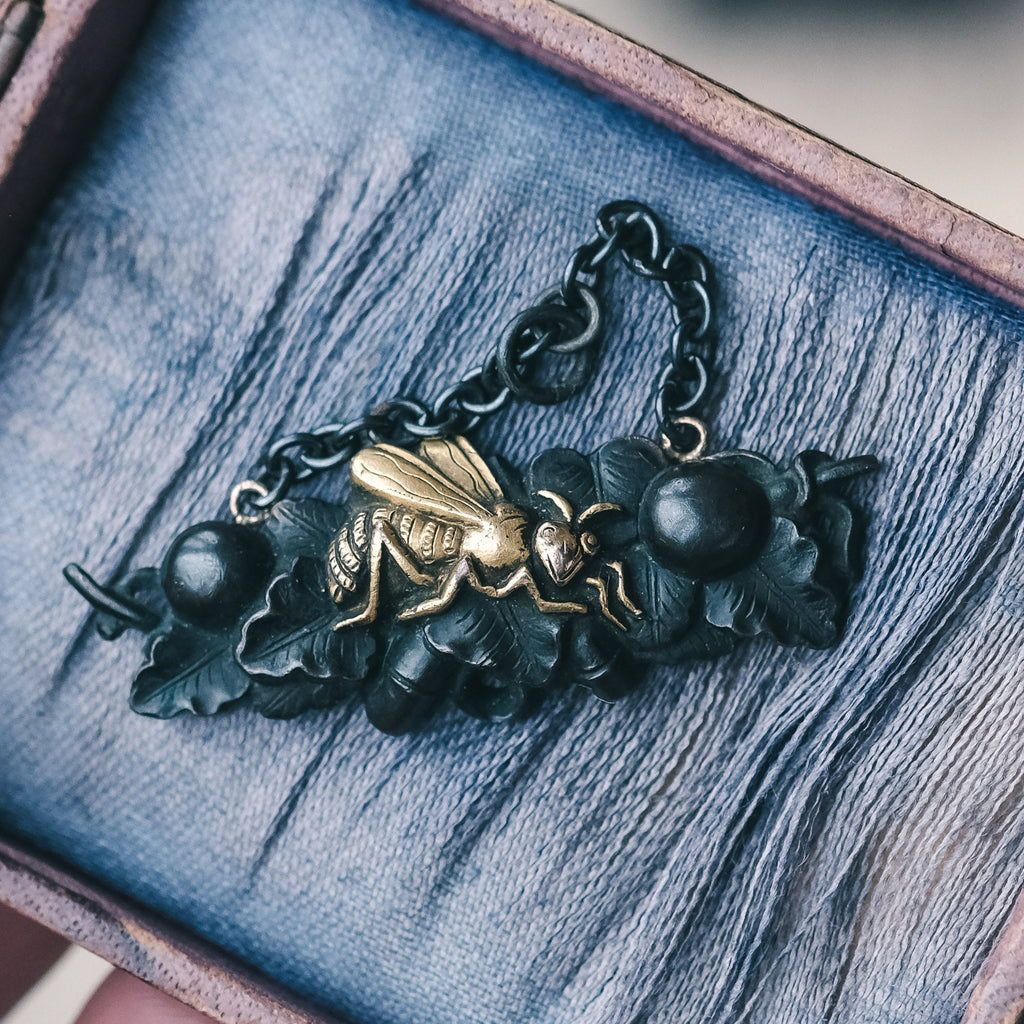 19th Century Shakudo Wasp Pendant - Lost Owl Jewelry