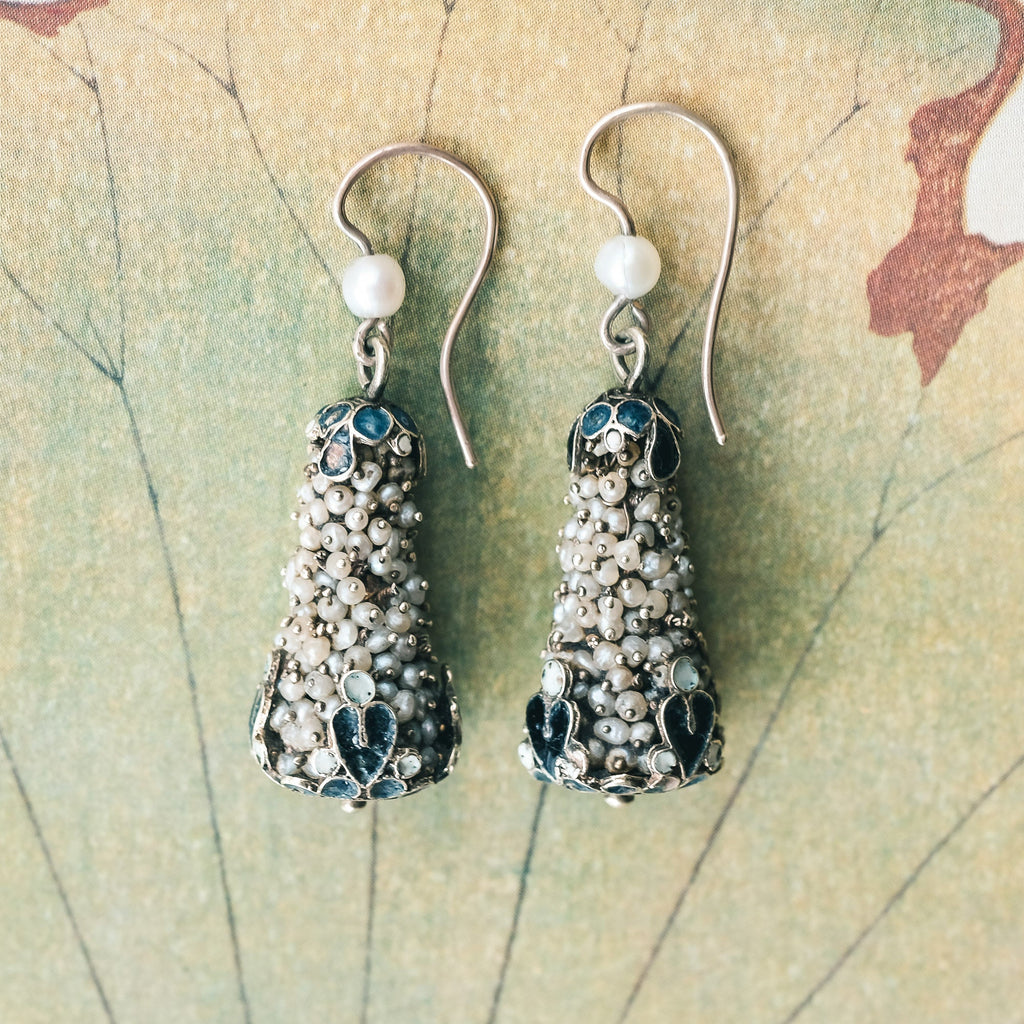 19th Century Siam Pearl Bunch Earrings - Lost Owl Jewelry
