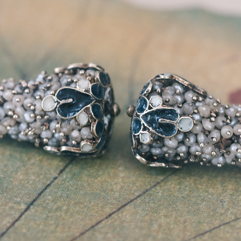 19th Century Siam Pearl Bunch Earrings - Lost Owl Jewelry