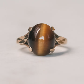 21. 1966 Synthetic Tiger’s Eye Ring - Lost Owl Jewelry