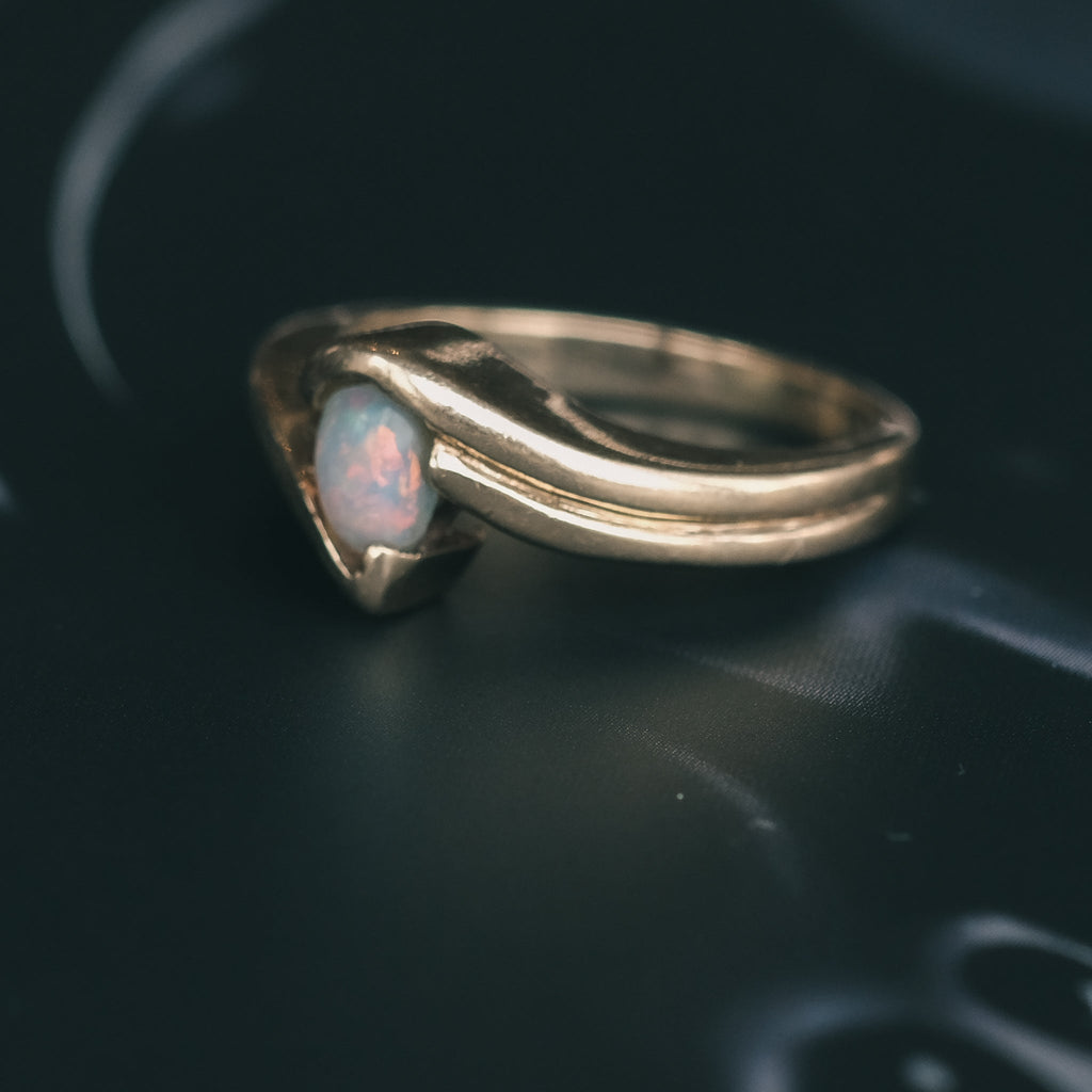 24. Vintage Opal Crossover Ring - Lost Owl Jewelry