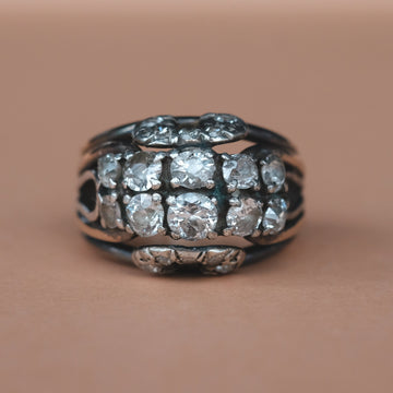 40. 1950s Diamond Bombé Ring - Lost Owl Jewelry