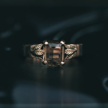 40. 1960s Smoky Quartz Leaves Ring - Lost Owl Jewelry