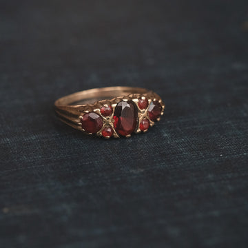 6. 1970s Garnet Boat Ring - Lost Owl Jewelry