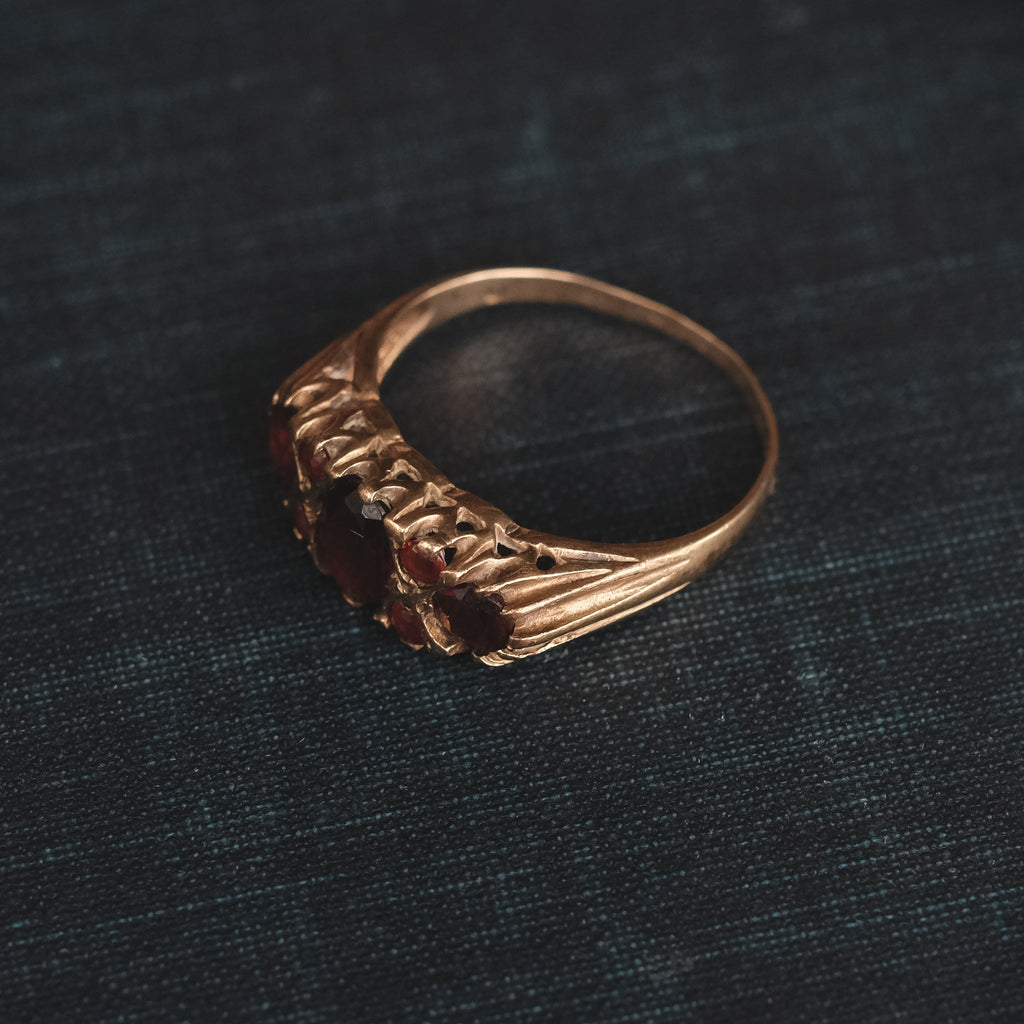 6. 1970s Garnet Boat Ring - Lost Owl Jewelry