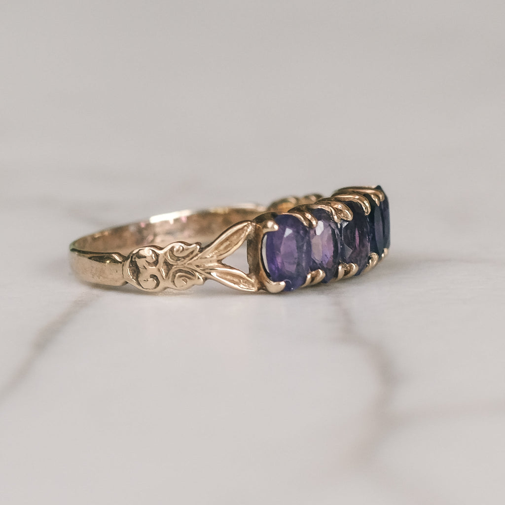 7. 1972 Amethyst 5-Stone Ring - Lost Owl Jewelry