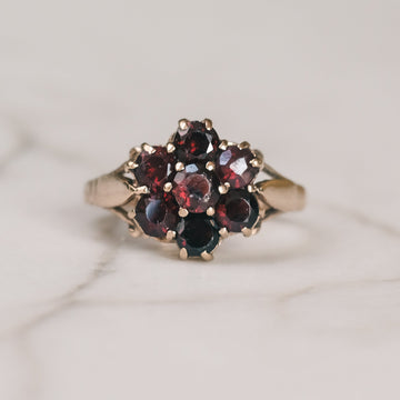 8. Vintage Garnet Flower Ring - Lost Owl Jewelry