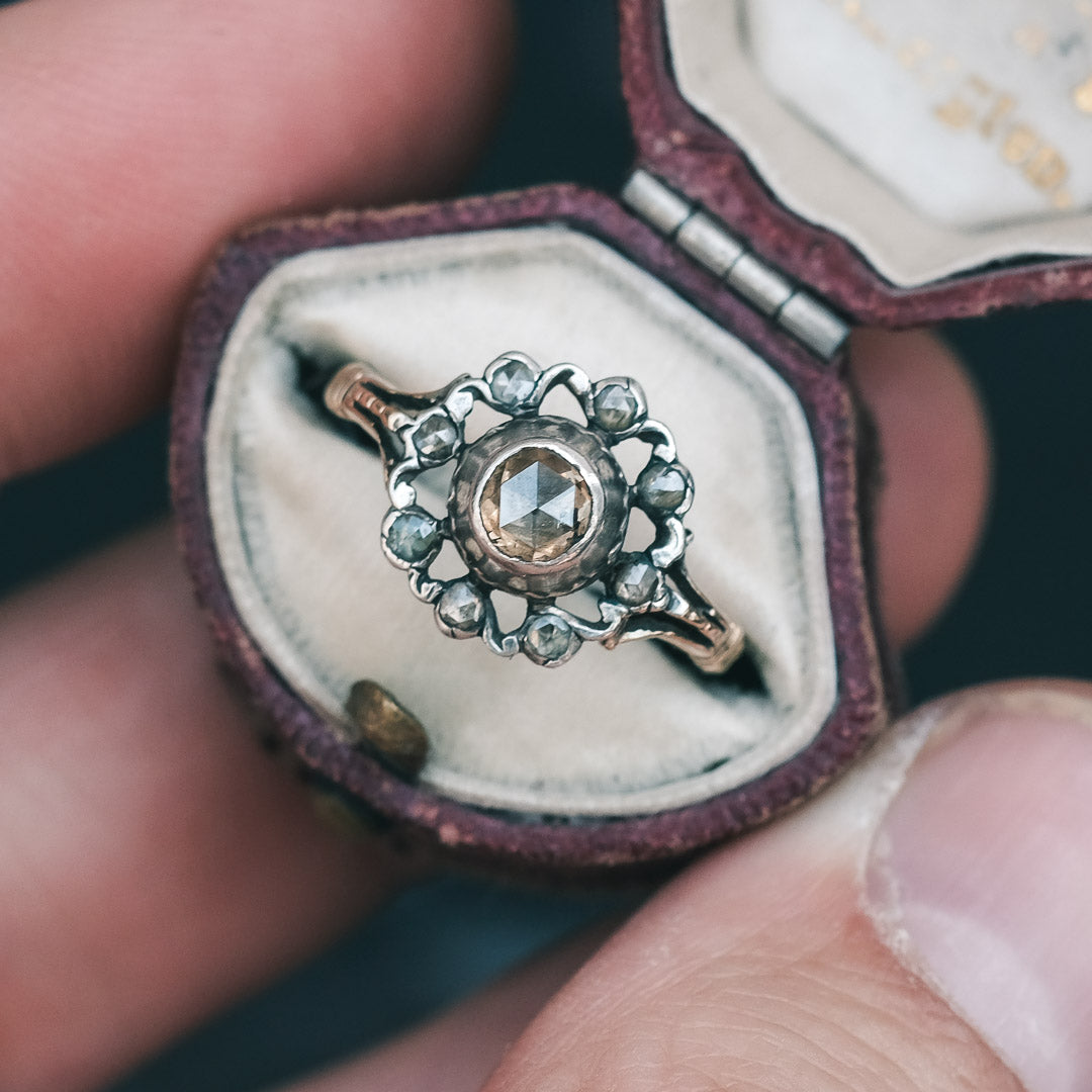 Georgian Fancy Diamond Cluster Ring – Lost Owl Jewelry