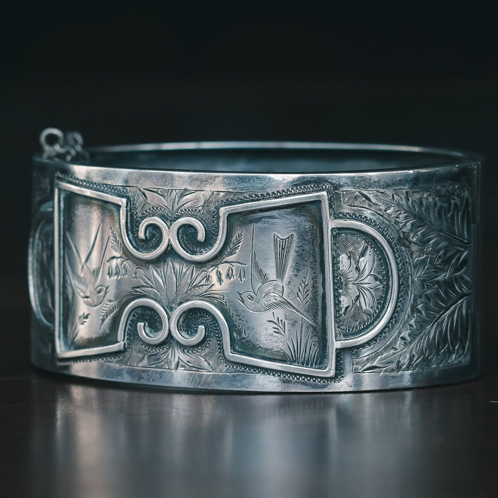 Aesthetic Movement Silver Cuff - Lost Owl Jewelry
