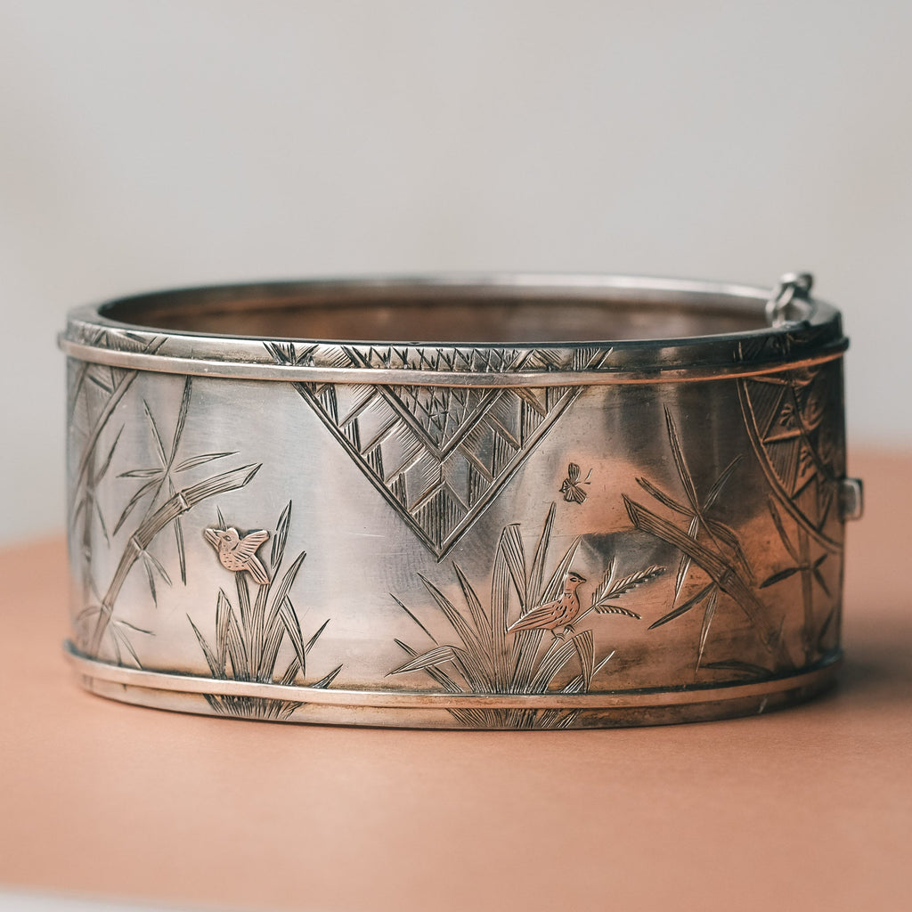 Aesthetic Movement Silver Cuff - Lost Owl Jewelry