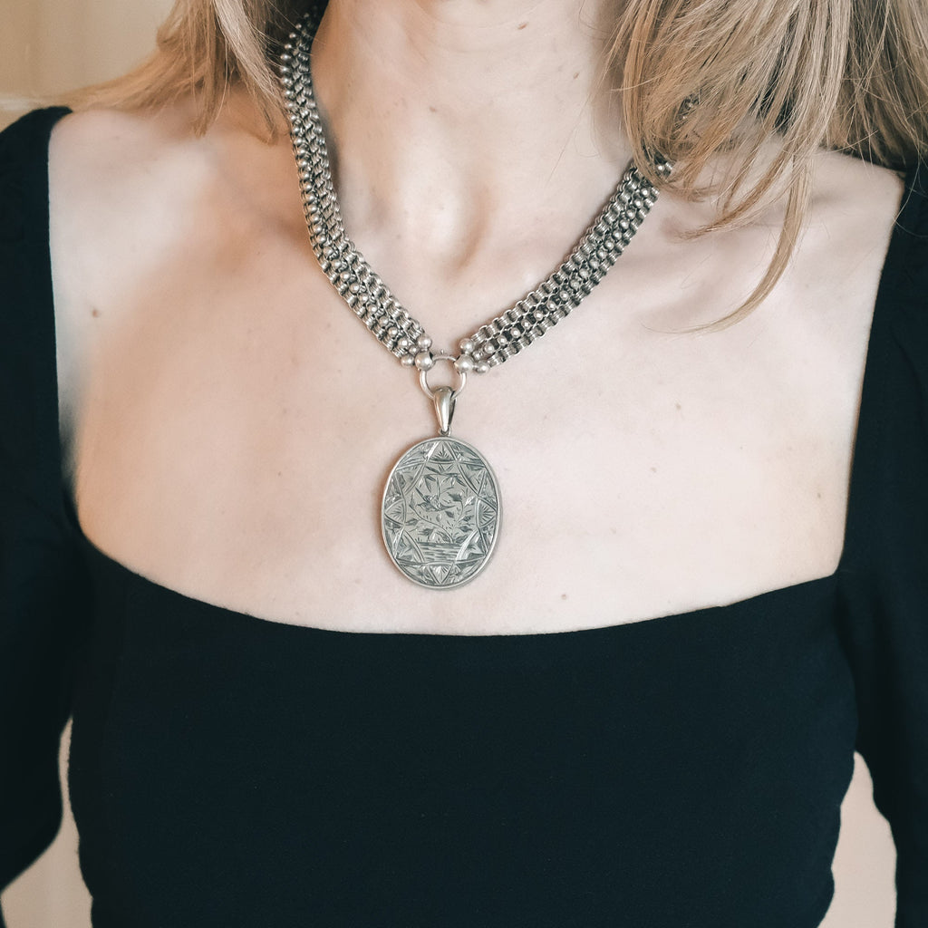 Aesthetic Movement Silver Locket - Lost Owl Jewelry