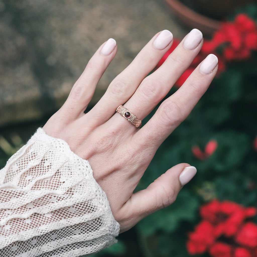 Ancient Revival Garnet Ring - Lost Owl Jewelry