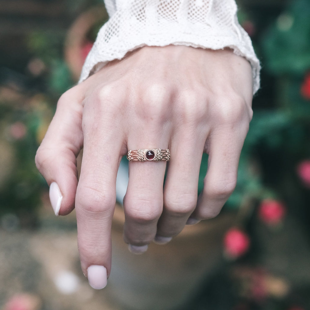 Ancient Revival Garnet Ring - Lost Owl Jewelry