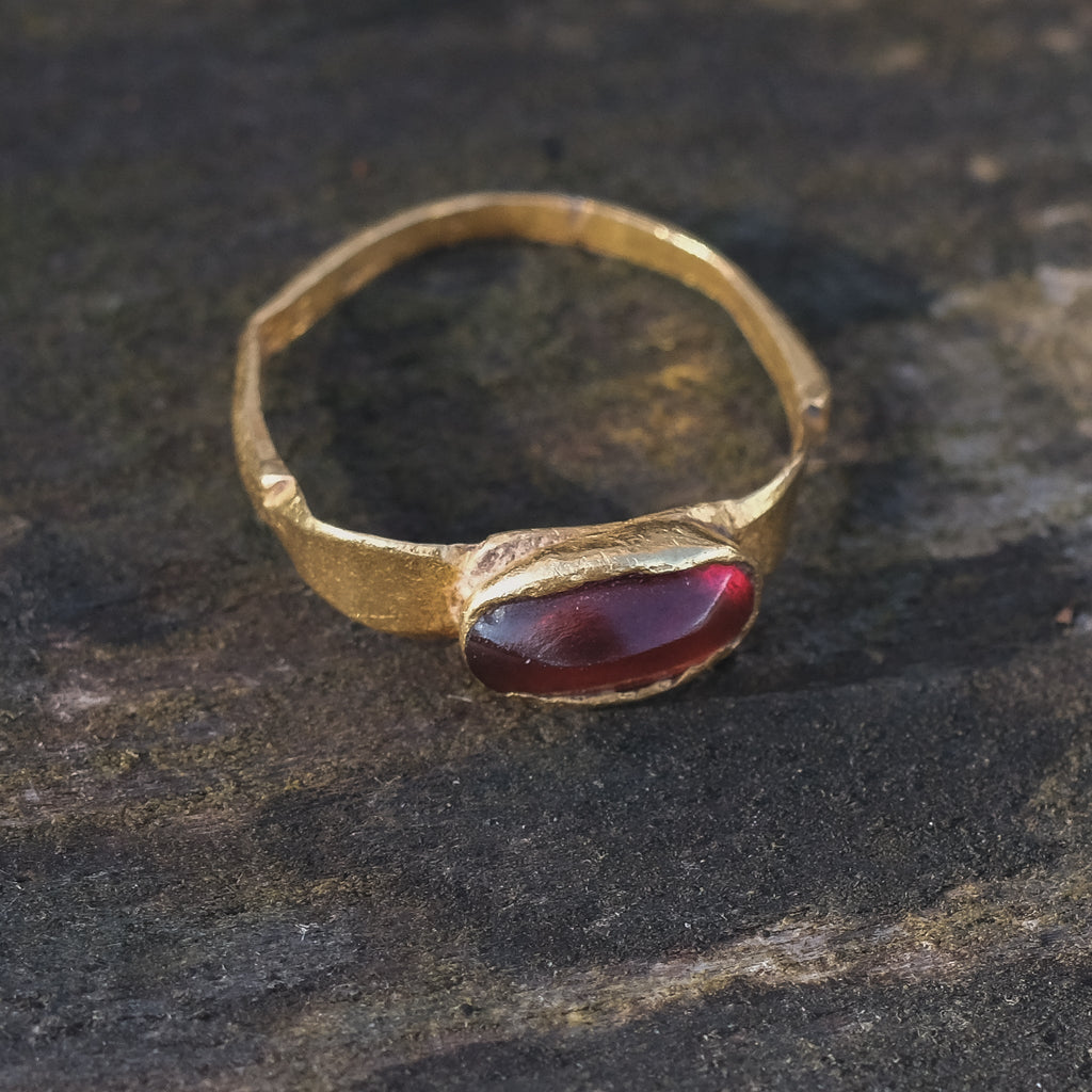 Ancient Roman Garnet Ring - Lost Owl Jewelry