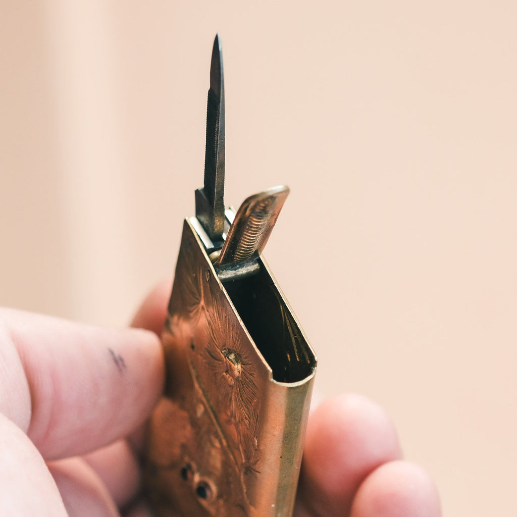 Antique Brass Owl Vesta Case - Lost Owl Jewelry