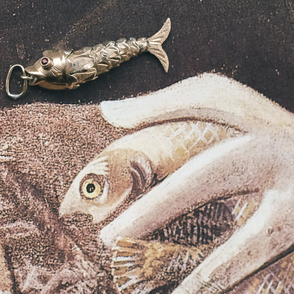Antique Gold Fish Pendant - Lost Owl Jewelry