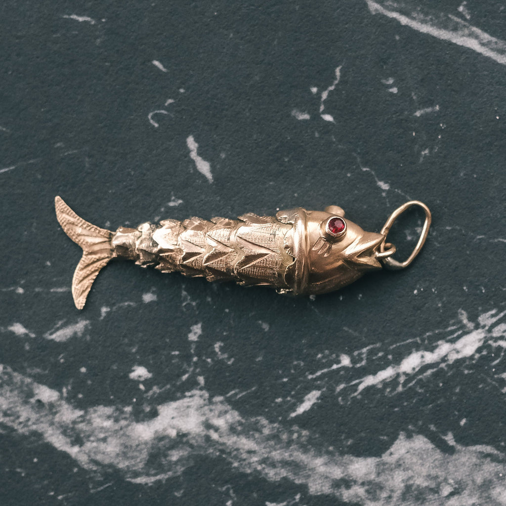 Antique Gold Fish Pendant - Lost Owl Jewelry