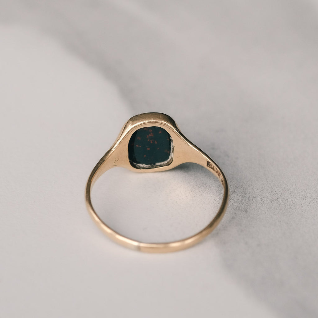 Art Deco 18ct Bloodstone Signet Ring - Lost Owl Jewelry