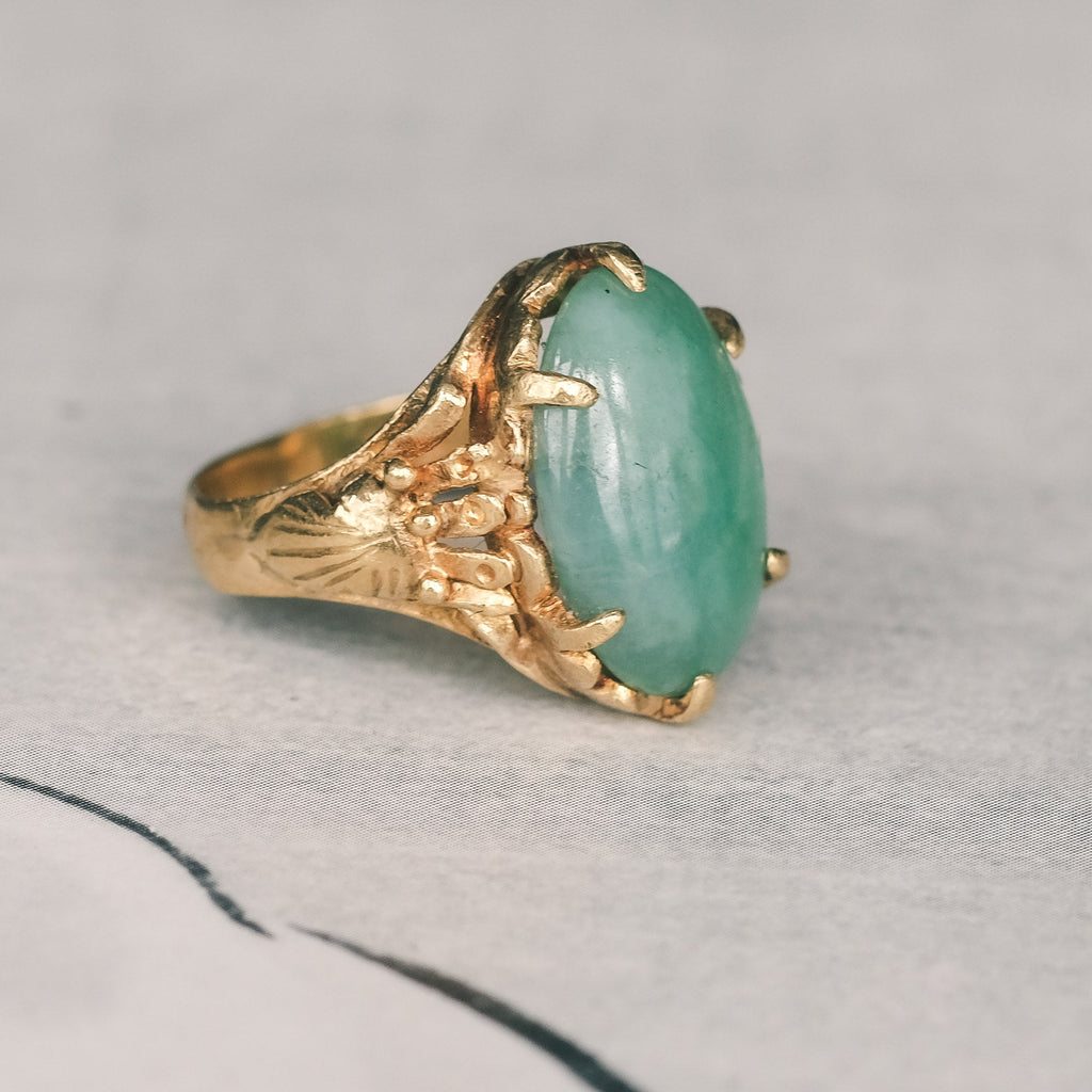 Art Deco 22ct Jade Ring - Lost Owl Jewelry