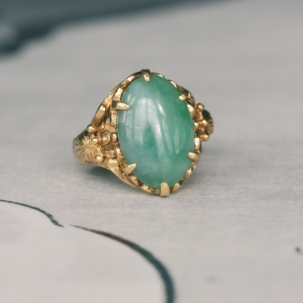 Art Deco 22ct Jade Ring - Lost Owl Jewelry