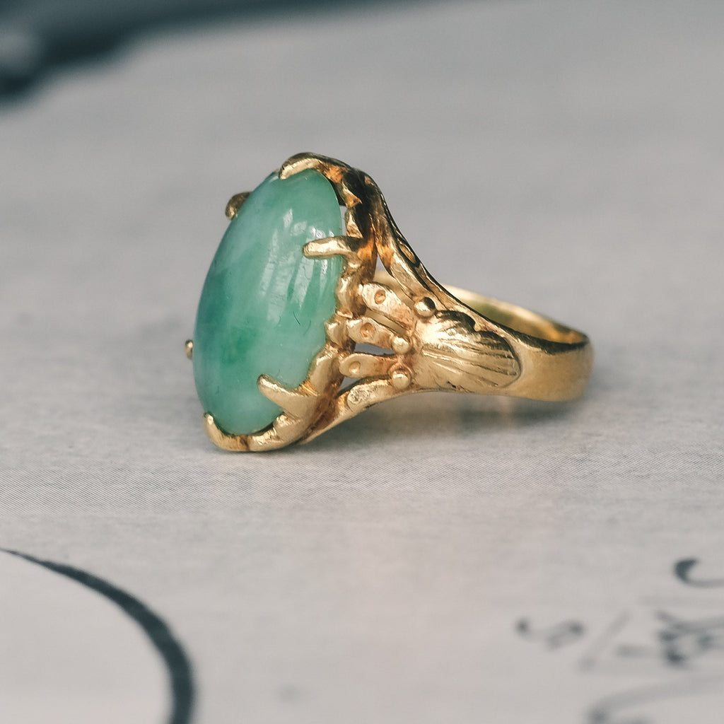 Art Deco 22ct Jade Ring - Lost Owl Jewelry