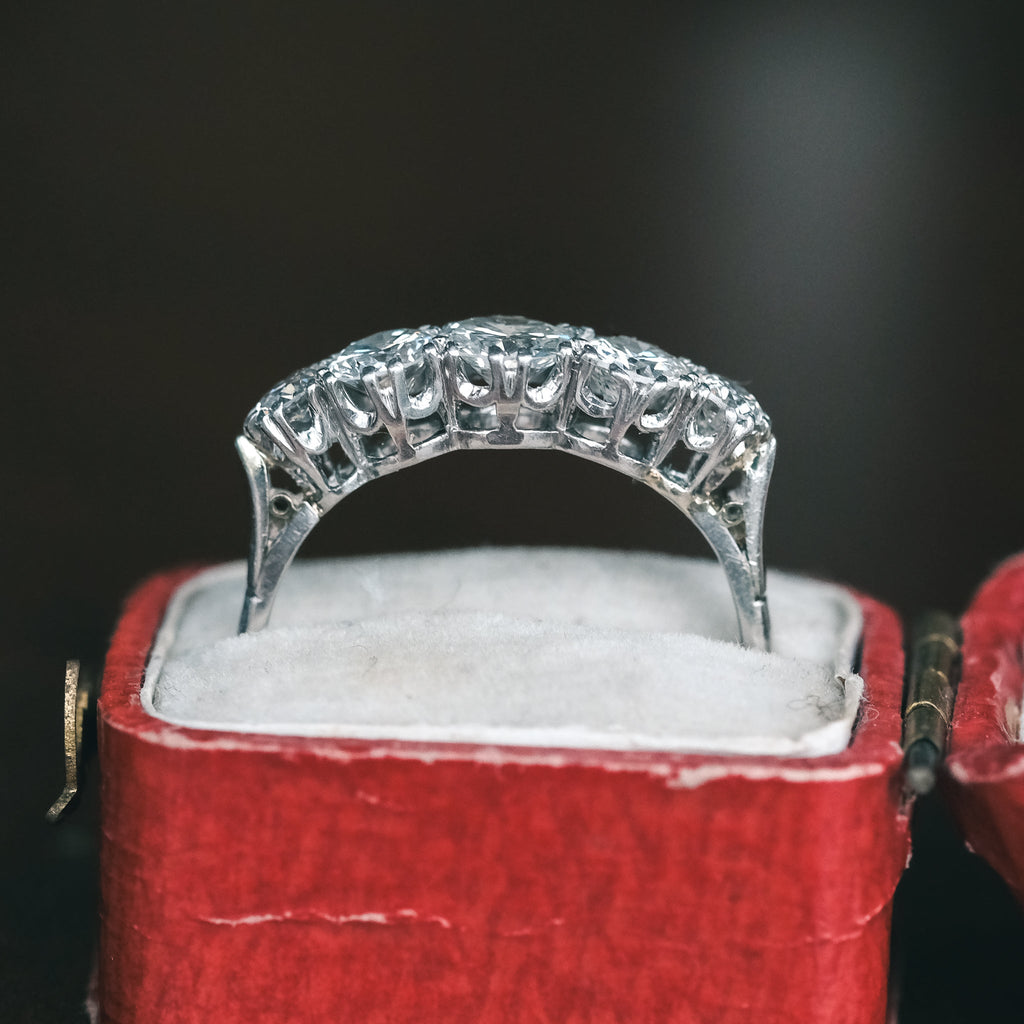 Art Deco 5 - Stone Diamond Ring - Lost Owl Jewelry